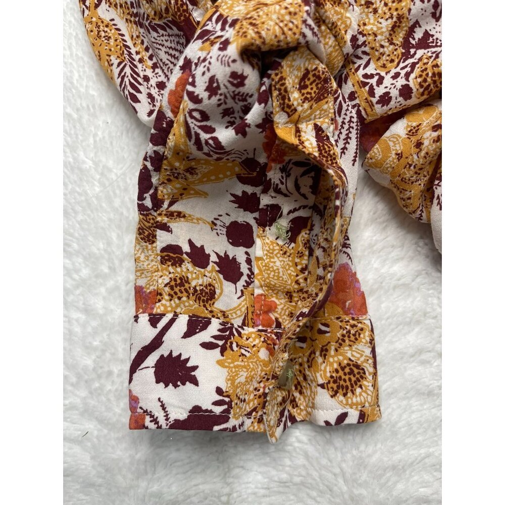 Pilcro Anthropologie Romy Relaxed Button Down Shirt Large Yellow Floral Paisley - Picture 7 of 7